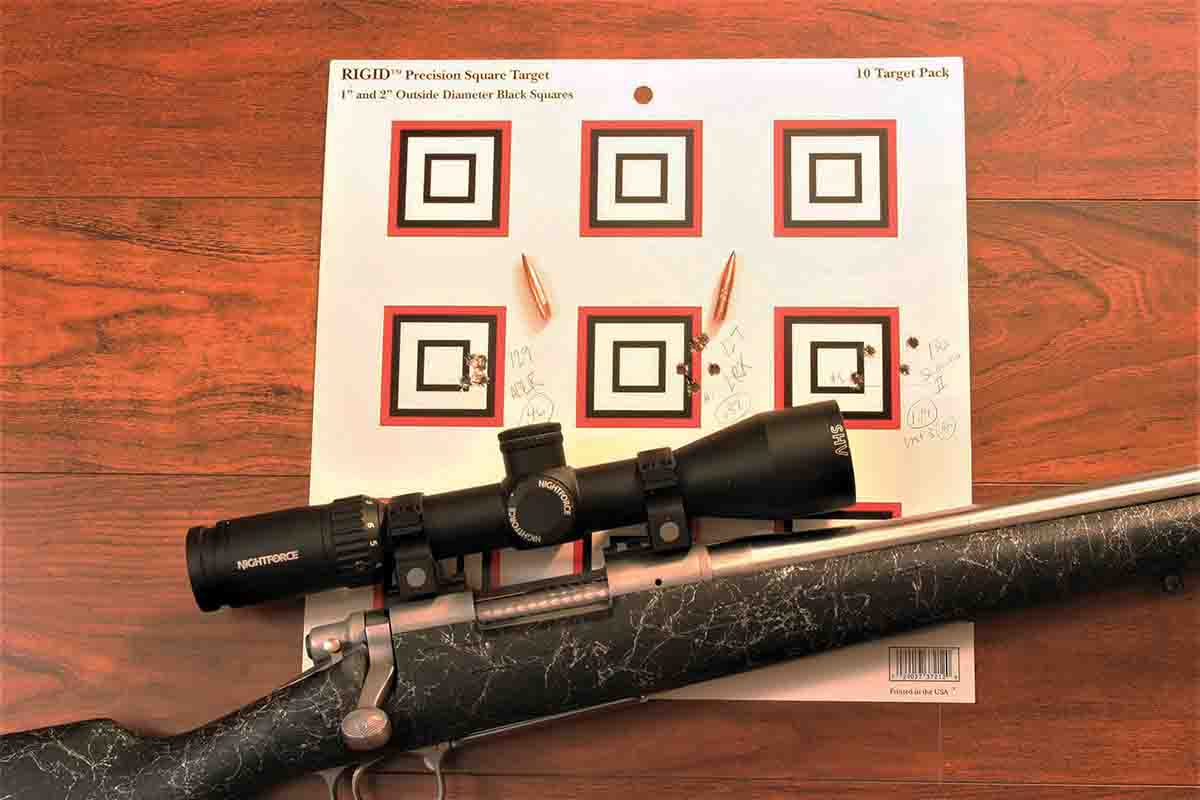 Only trimming and chamfering were required for the Hornady 6.5 PRC cases used for these groups. The largest five-shot group was still only a little over an inch.